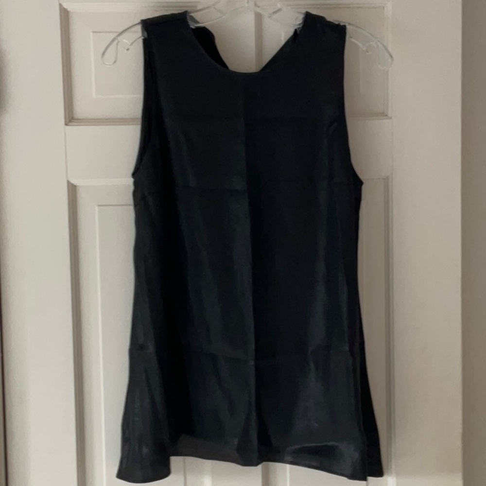 BRUNELLO CUCINELLI SILK BLACK SHIMMER TOP swing bottom elegant and gorgeous L